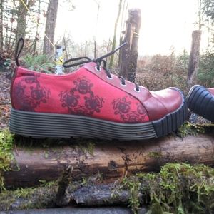 Red 3 eye Doc Martens Sugar Skull Print
